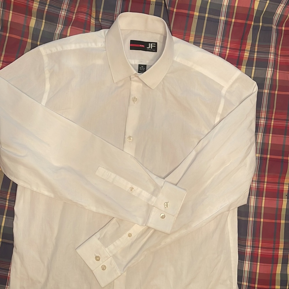 Men’s J. Ferrar Dress Shirt Slim White 15.25 neck, 32/33 sleeve